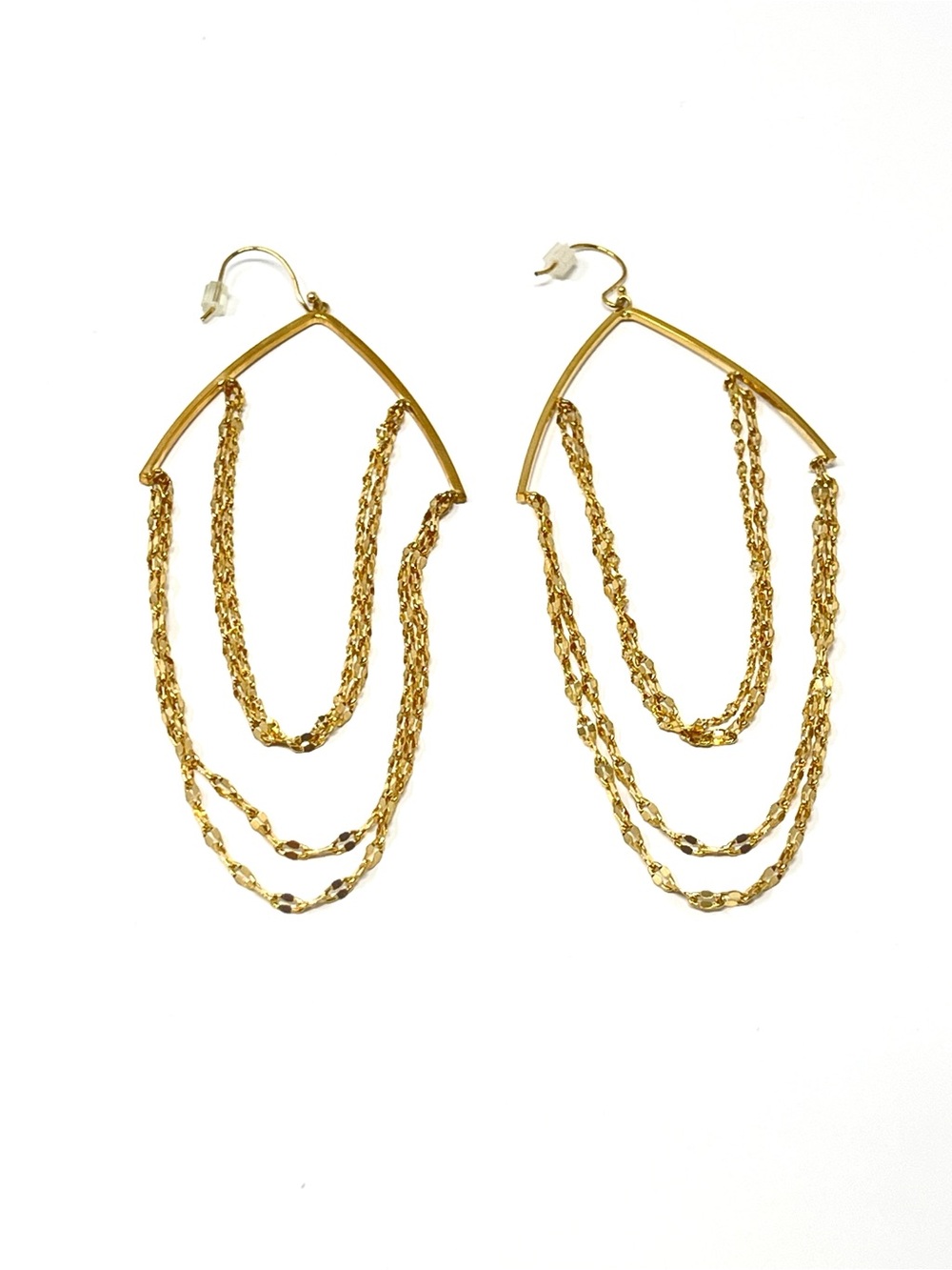 New Anthropologie Delicate Chain Gold Earrings - Picture 4 of 5